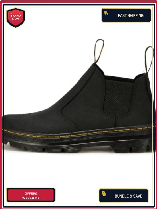 Men\'s Chelsea Boots Leather Ankle Boots Pull-On Block Heel
